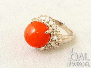 pt900 赤サンゴの指輪 12.5mm 